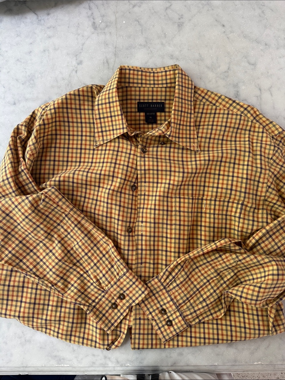 Scott Barber Men’s Yellow Plaid Dress Shirt